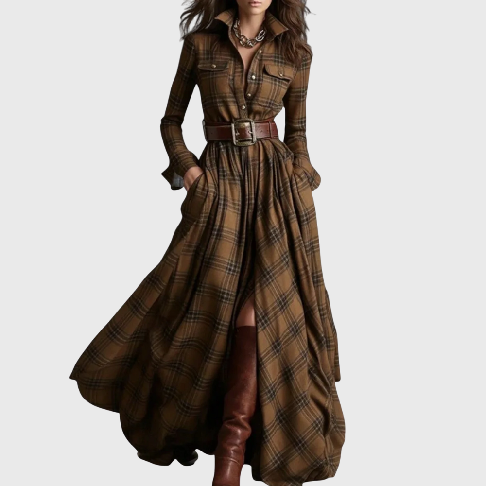 Abito lungo a quadri